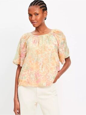 Shimmer Floral Tie Back Flutter Top